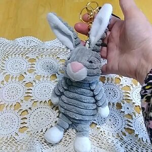 Large Plush Rabbit Keychain, Keyring New